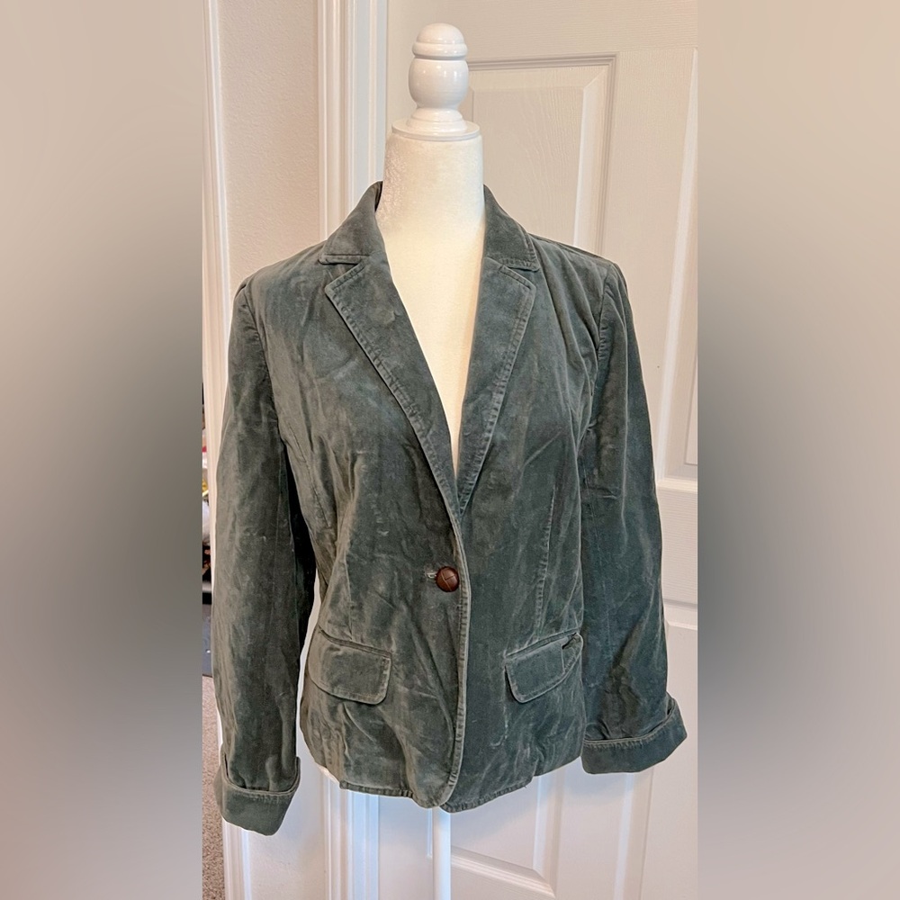 J. Crew Factory Small? Velvet Blazer Read Description- Gray Single Button Jacket
